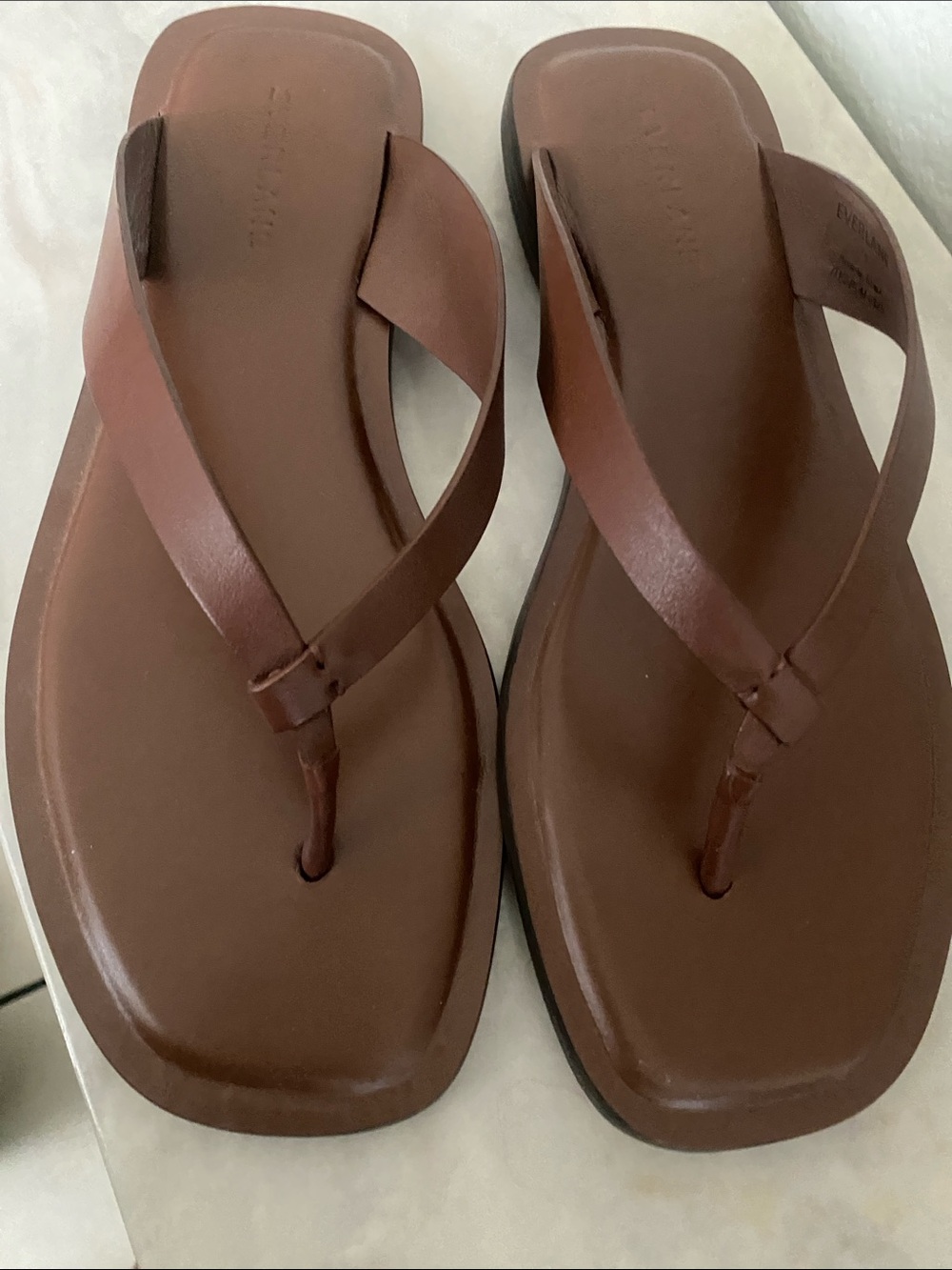 Everlane Brown Leather Flip Flop Thong Sandals